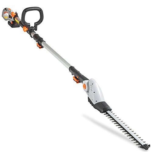 VonHaus Cordless Pole Hedge Trimmer with 20V MAX Battery, Charger, Shoulder Strap & Blade Cover - Includes Dual Action Laser Cut Blades, 135° Adjustable Head & Extendable Reach This long reach hedge trimmer is perfect for trimming hedges and cutting branches that are at not to tall but too tall to cut with a standard hedge trimmer.