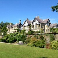 large house above hydrangea garden